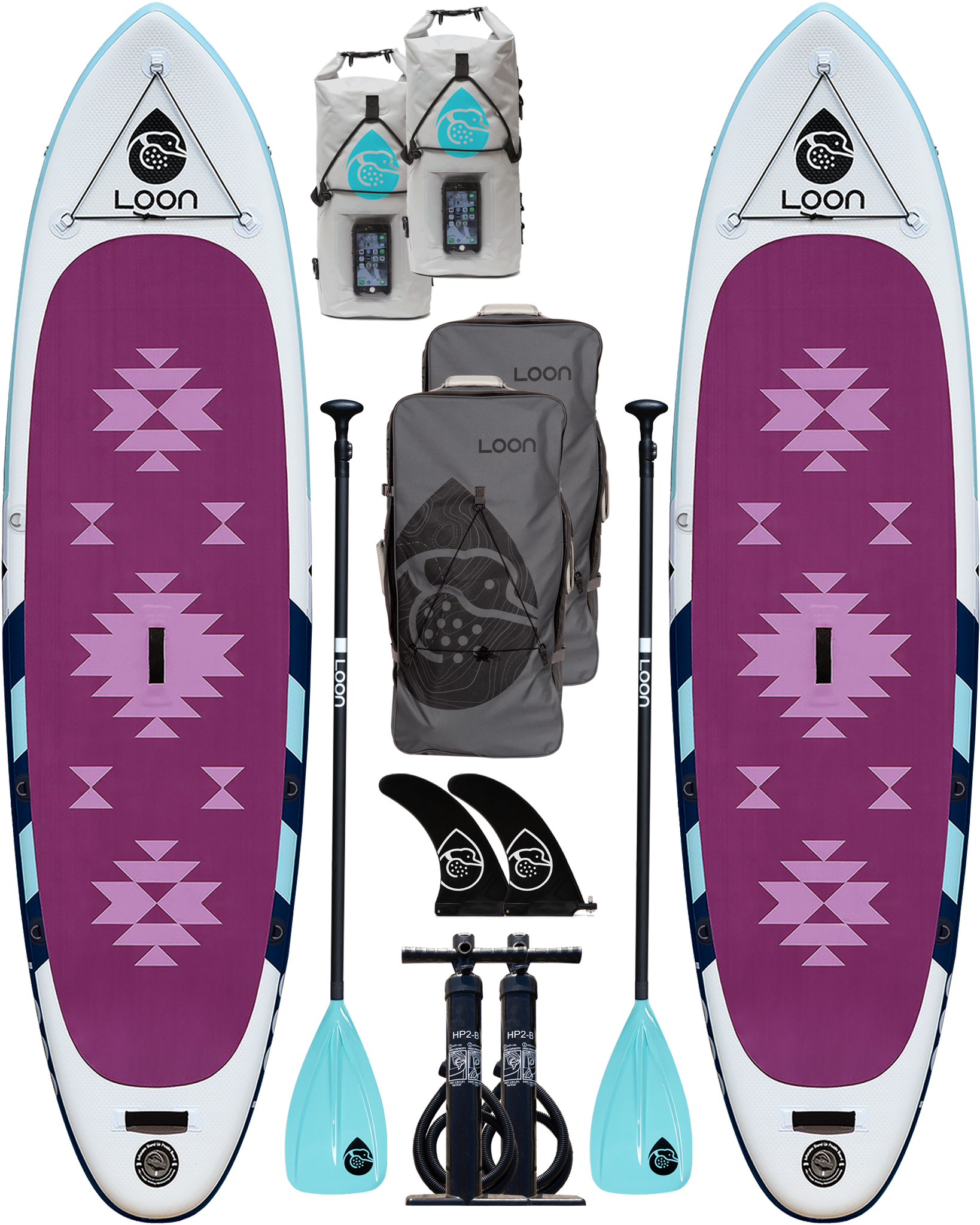 Two Board Complete SUP Package: Yoga 10'8" Inflatable Paddle Boards + Paddles