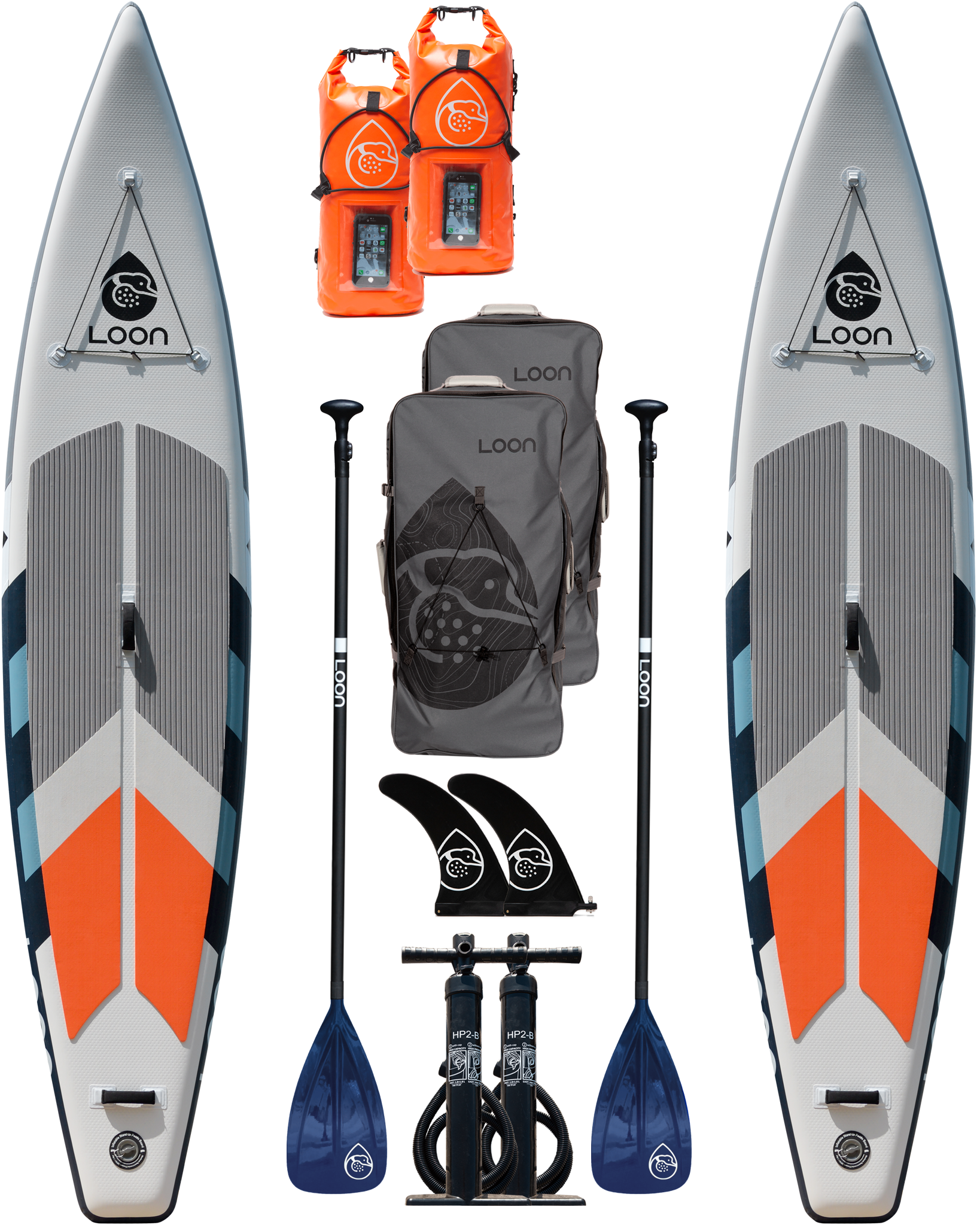 Two Board Complete SUP Package: Touring 12'6" Inflatable Paddle Boards + Paddles