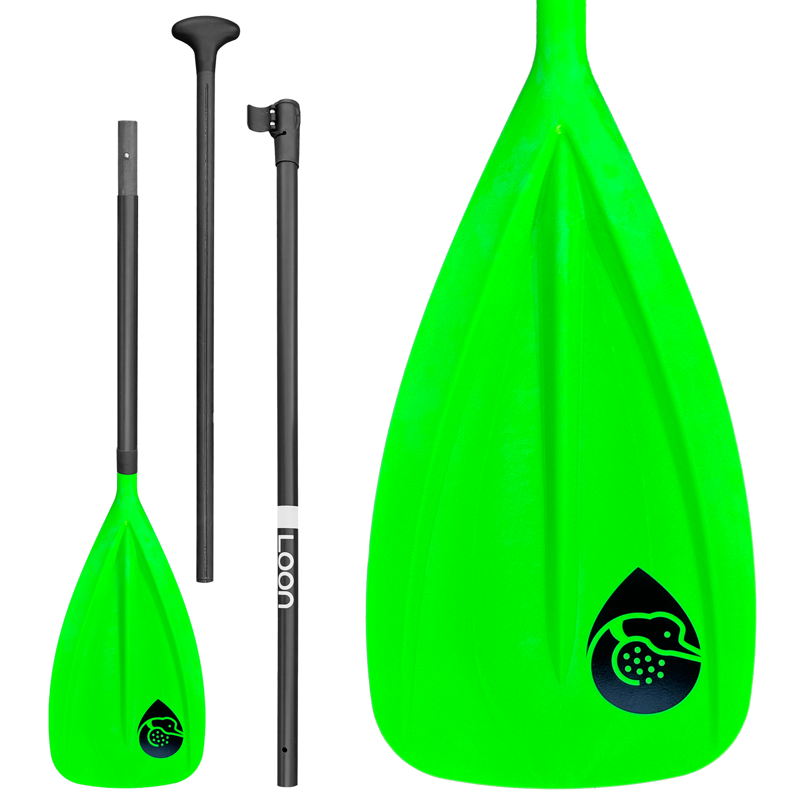 LP-01 High-Impact 3-Piece Adjustable SUP Paddle - Lime Green