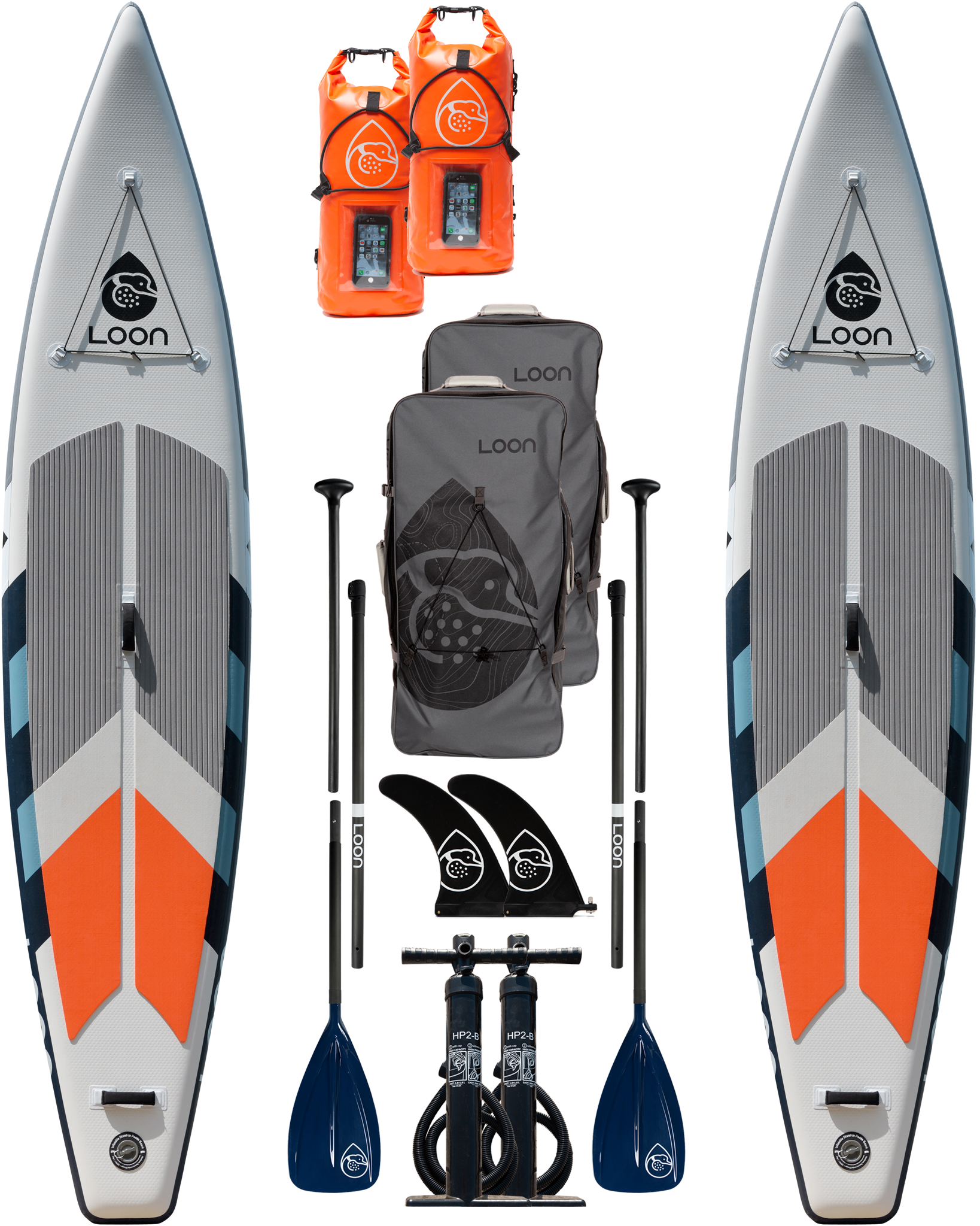 Two Board Complete SUP Package: Touring 12'6" Inflatable Paddle Boards + Paddles