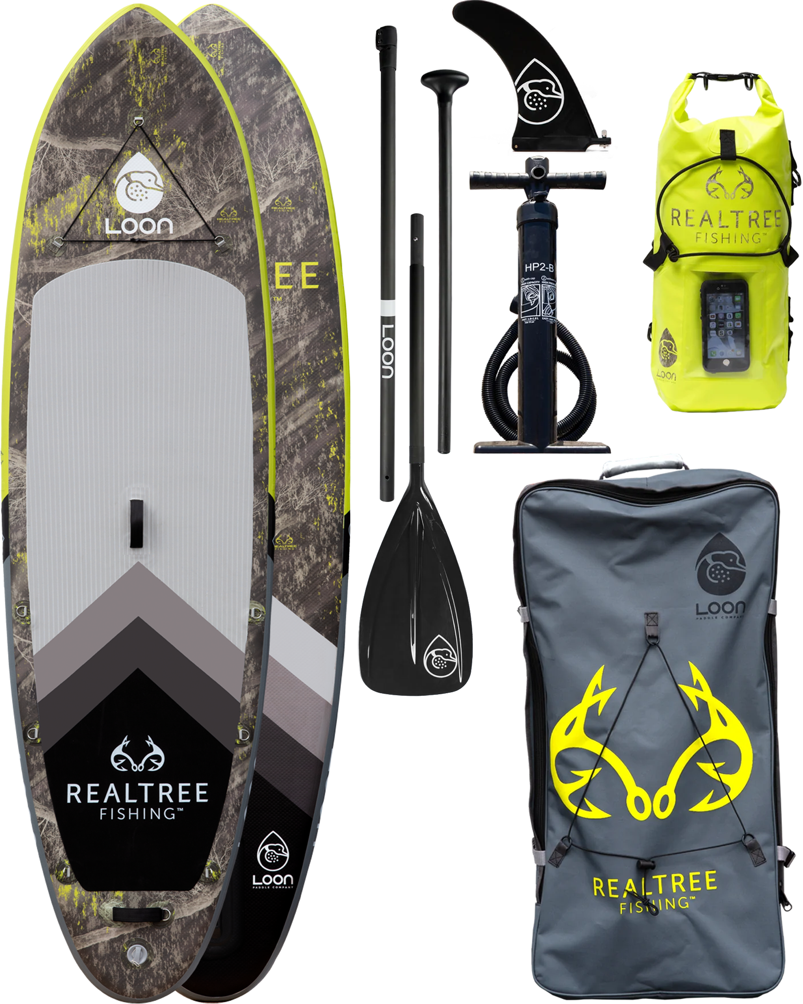 Realtree™ Fishing Hi-Viz Feather Light 10'8" Inflatable Paddle Board and Paddle Package